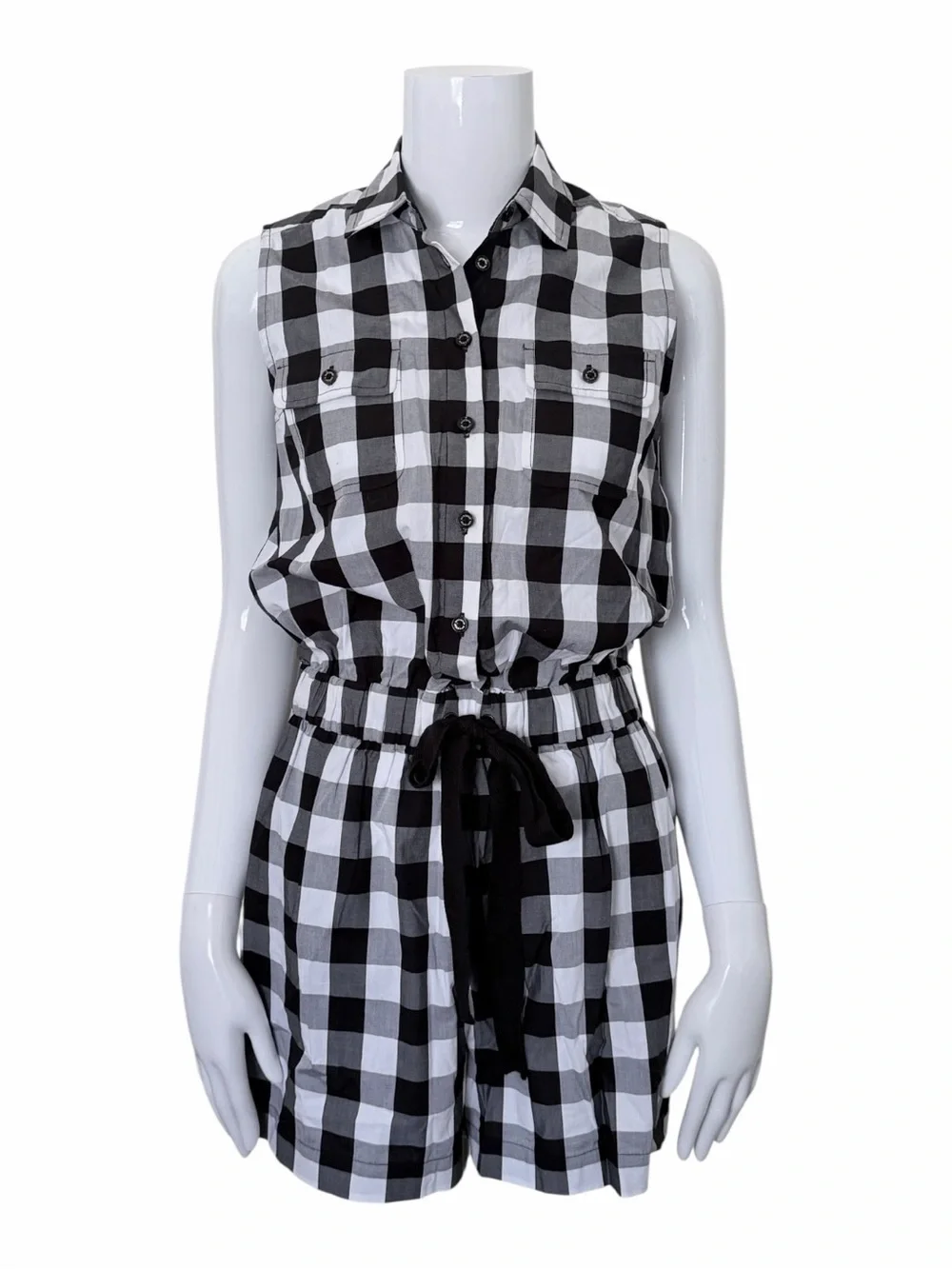 Kate Spade Broome St Sleeveless Black & White Gingham Romper Size XS